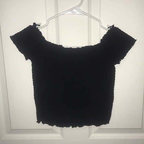 Garage Tops - Black garage off the shoulder top